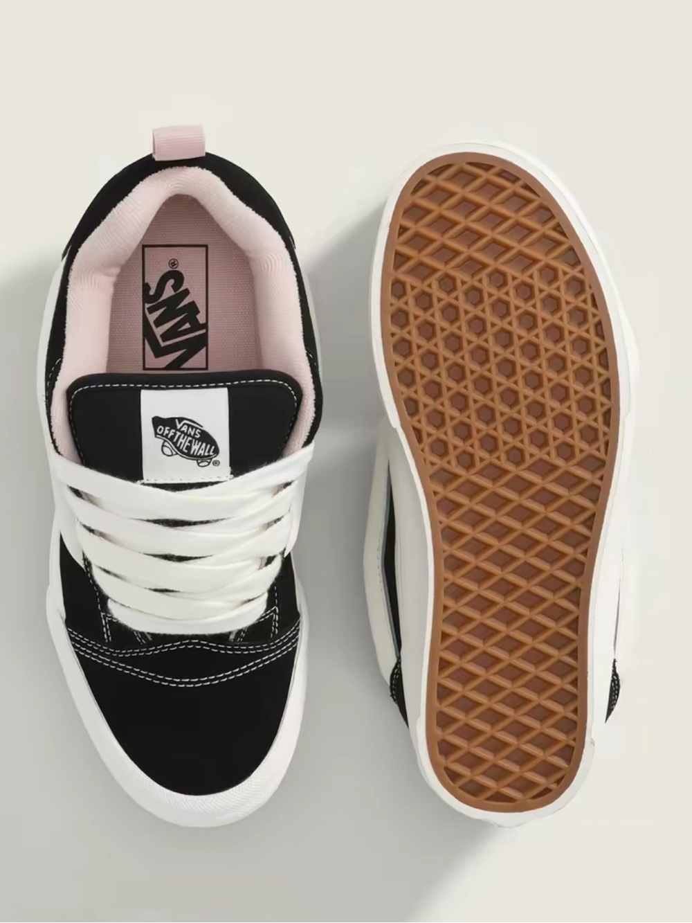 Vans Black Sneakers with Light Pink Lining and White Accents